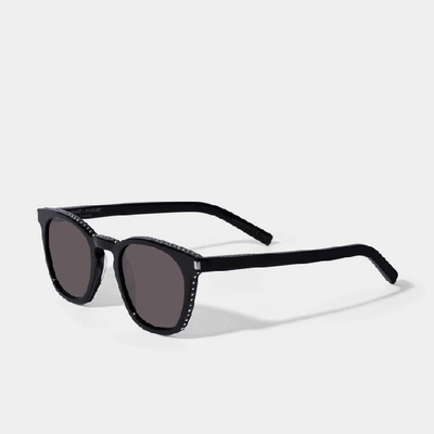 Shop Saint Laurent Classic Sl 28 Sunglasses In Black Acetate And Black Lenses