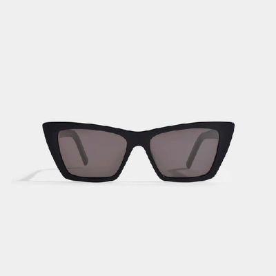 Shop Saint Laurent New Wave Sl 276 Sunglasses In Black Acetate And Black Lenses