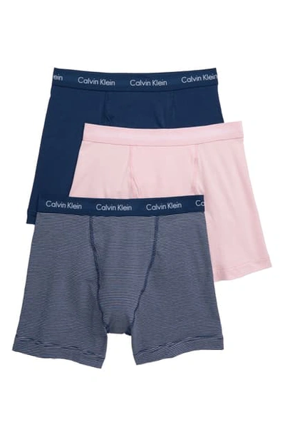 Shop Calvin Klein 3-pack Boxer Briefs In Pink/ Stripe /airforce