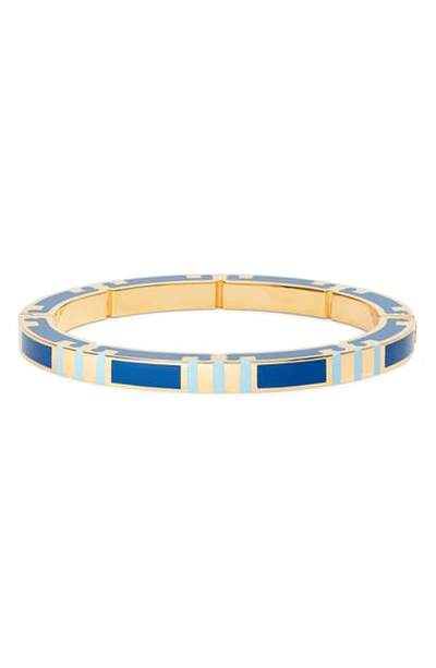 Shop Tory Burch T-stripe Stackable Bangle In Tory Gold/robins Egg/ Blue