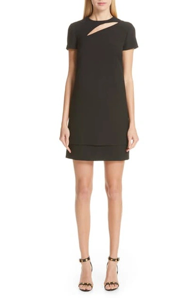 Shop Versace Cutout Stretch Cady Dress In Black