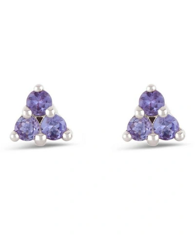 Shop Dinny Hall White Gold Shuga Tanzanite Trillion Stud Earrings In White, Gold