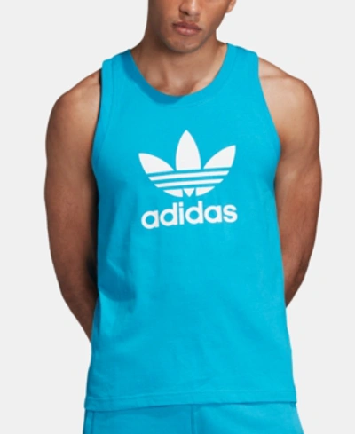 Shop Adidas Originals Adidas Men's Originals Adicolor Trefoil Tank Top In Shock Cyan