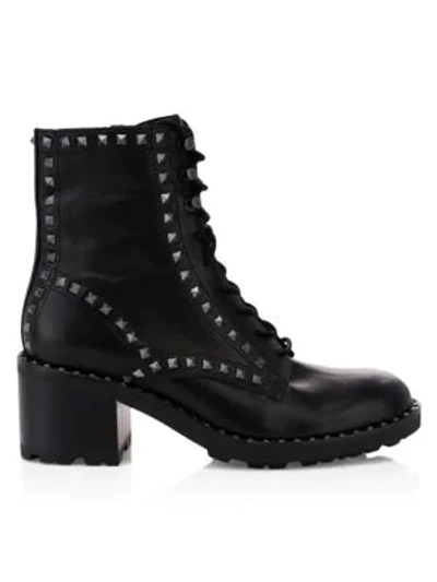 Shop Ash Xin Studded Leather Combat Boots In Black