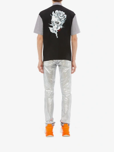 Shop Alexander Mcqueen Gestreiftes Hemd Mit Skull-rosen-motiv In Black/white