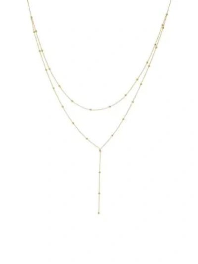 Shop Saks Fifth Avenue Beaded 14k Yellow Gold Double Strand Station Necklace
