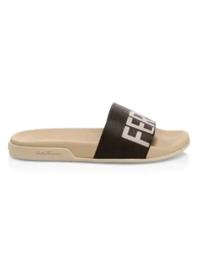 Shop Ferragamo Amos Slide Sandals In Brown