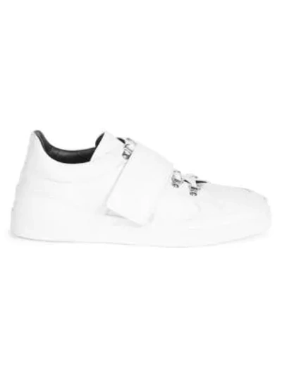 Shop Balmain Low Hiker Strap Leather Sneakers In White