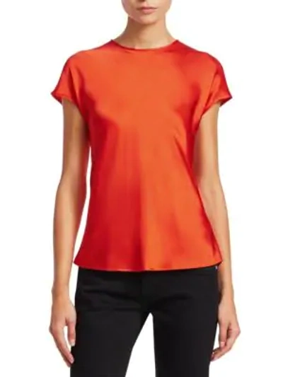 Shop Helmut Lang Double Satin Cap-sleeve Top In Magma