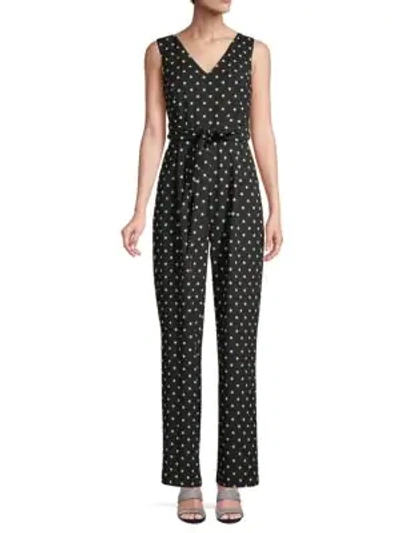 Shop Calvin Klein Geometric-print Sleeveless Jumpsuit In Black Cream