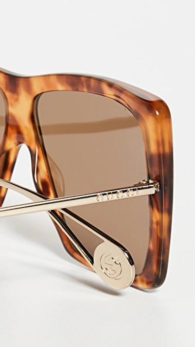 Shop Gucci Evolution Oversized Square Aviators In Havana/brown