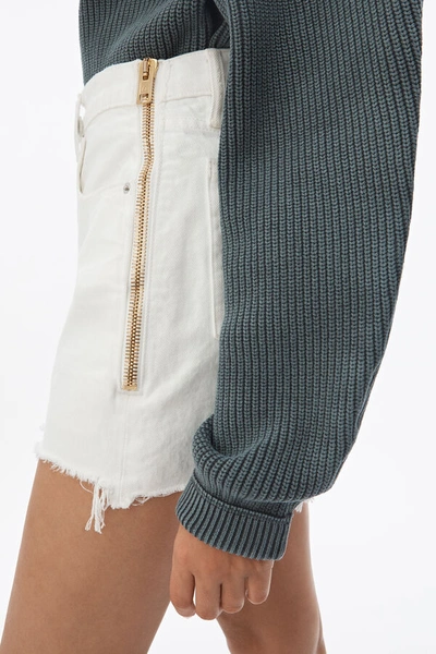 Shop Alexander Wang Float Zip Denim Shorts In Carpenter White