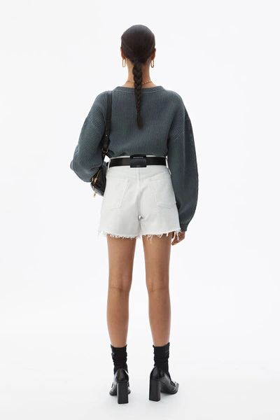 Shop Alexander Wang Float Zip Denim Shorts In Carpenter White