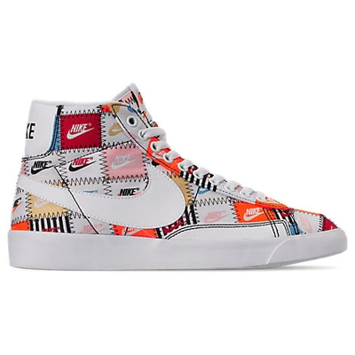 Shop Nike Men's Blazer Mid Patchwork Casual Shoes In White