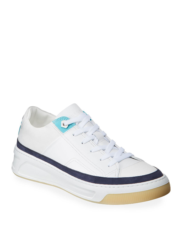 Buscemi Men's Prodigy Leather Lace-up Sneakers In White/blue | ModeSens