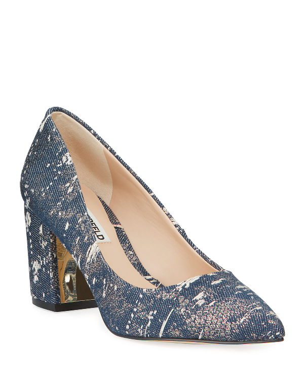 Karl Lagerfeld Addie BlockHeel Boucle Pumps In Blue ModeSens