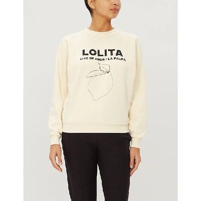 Love Stories Boris 'lolita'-print Cotton Sweatshirt In Off White | ModeSens