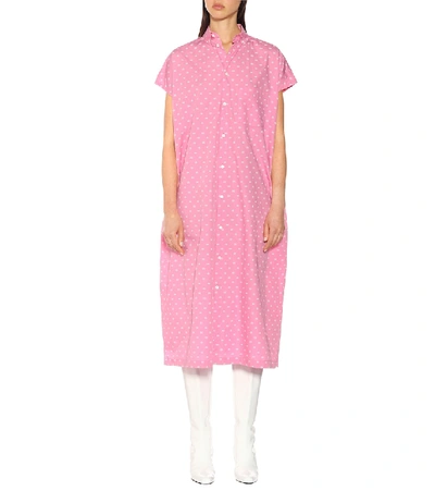 Shop Balenciaga Bb Cotton Shirt Dress In Pink
