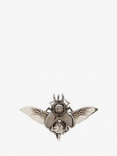 Shop Alexander Mcqueen Beetle Earring In Antique Silver