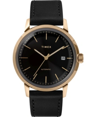 Shop Timex Marlin Automatic 40mm Leather Strap Case Watch In Black