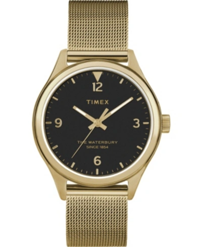 Shop Timex Waterbury Traditional 34mm Stainless Steel Mesh Band Watch In Gold
