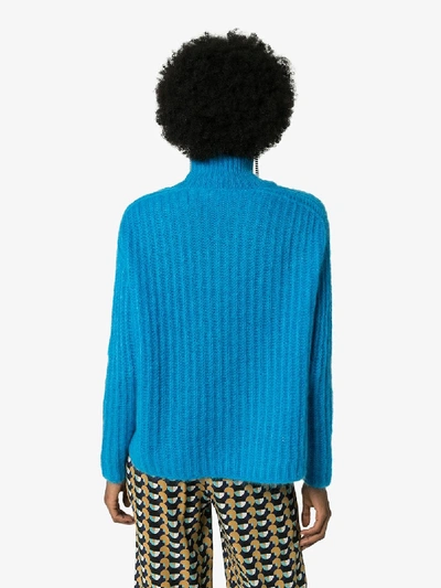 Shop Marni Ribbed Knit Sweater In Blue