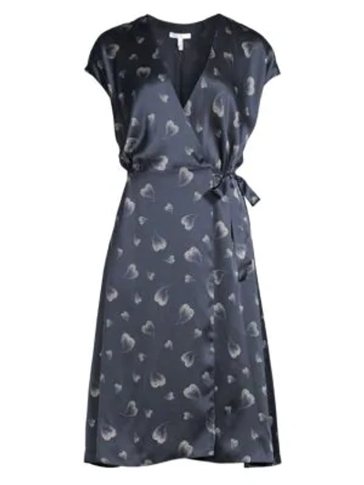 Shop Joie Bethwyn Heart Print Wrap Dress In Midnight