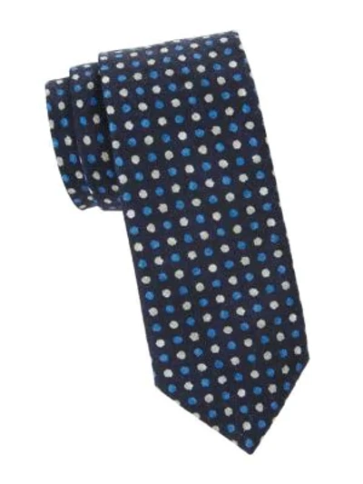 Shop Isaia Men's Multi-tone Polka-dot Silk Tie In Blue