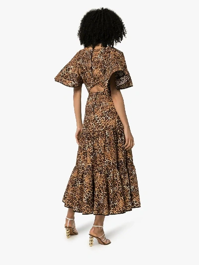 Shop Johanna Ortiz Leopard Print Ruffled Dress In Leopard Classic
