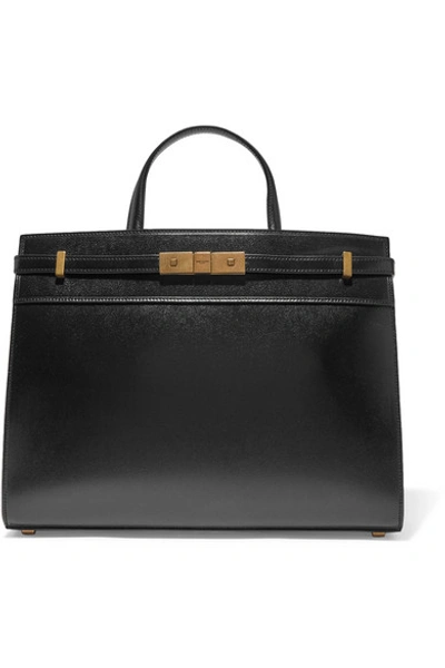 Shop Saint Laurent Manhattan Small Leather Tote In Black