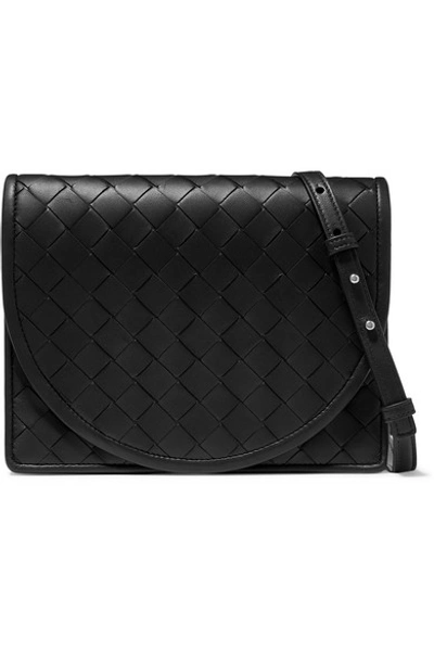 Shop Bottega Veneta Intrecciato Leather Shoulder Bag In Black