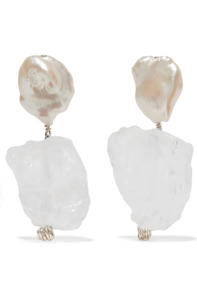 Shop Anita Berisha Iceberg Silver, Pearl And Quartz Earrings