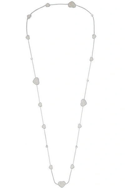 Shop Chopard Happy Hearts 18-karat White Gold Diamond Necklace