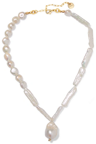 Shop Anita Berisha Seashore Pearl Necklace In Gold