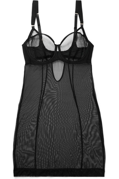 Shop Adina Reay Fran Stretch-tulle Underwired Chemise In Black
