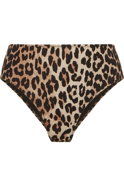 Shop Ganni Leopard-print Bikini Briefs In Leopard Print