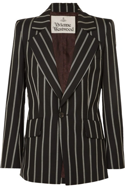 Shop Vivienne Westwood Lou Lou Striped Wool Blazer In Black