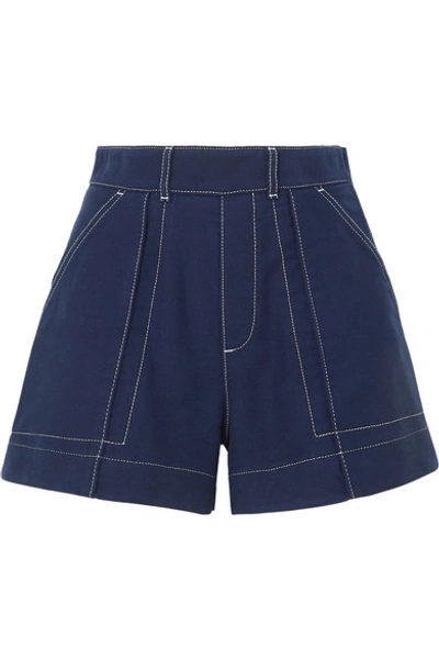 Shop Chloé Cotton-twill Shorts In Navy