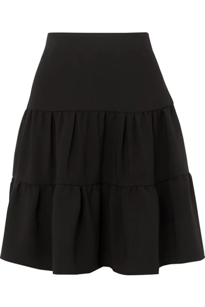 Shop Chloé Tiered Crepe De Chine Skirt In Black