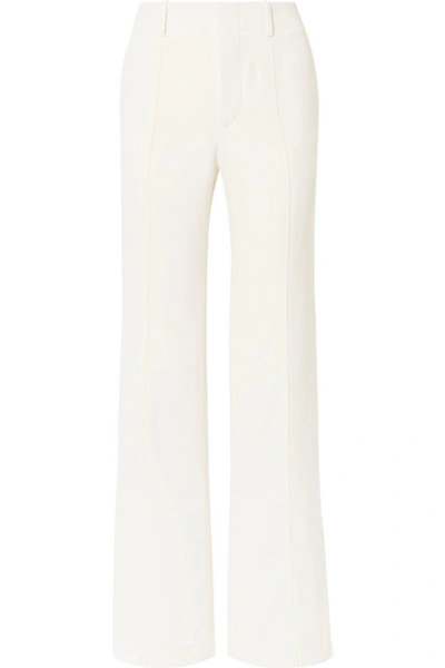 Shop Chloé Crepe Wide-leg Pants In White