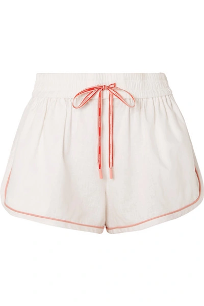 Shop Zimmermann Eyes On Summer Linen And Cotton-blend Shorts In Ivory