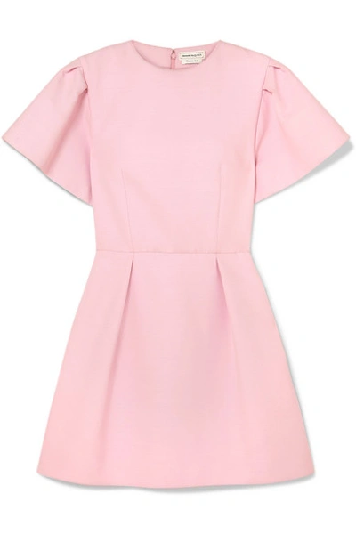 Shop Alexander Mcqueen Wool-blend Crepe Mini Dress In Pink