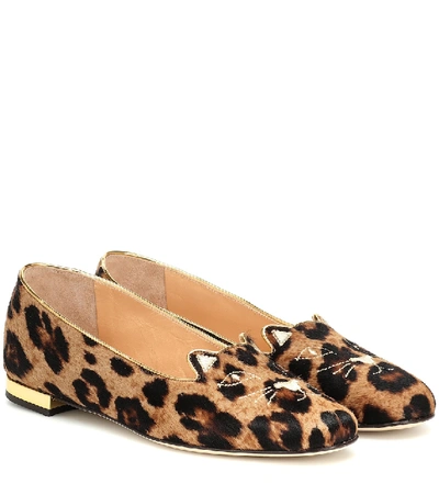 Shop Charlotte Olympia Kitty Calf Hair Ballet Flats In Brown