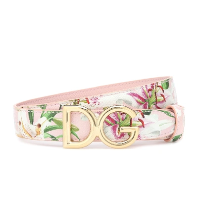 Shop Dolce & Gabbana Floral Leather Belt In Pink