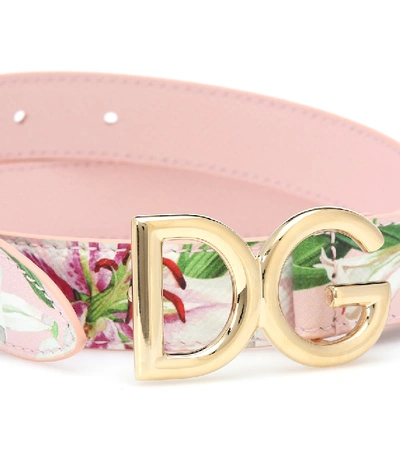 Shop Dolce & Gabbana Floral Leather Belt In Pink