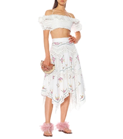 Shop Zimmermann Allia Linen And Cotton Midi Skirt In White