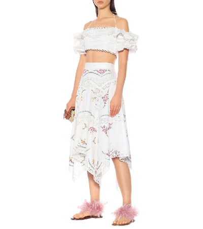Shop Zimmermann Allia Linen And Cotton Midi Skirt In White