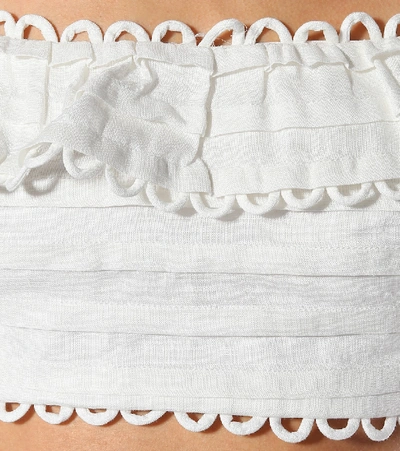 Shop Zimmermann Allia Off-the-shoulder Linen Top In White