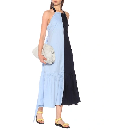 Shop Tibi Cotton-poplin Midi Dress In Blue