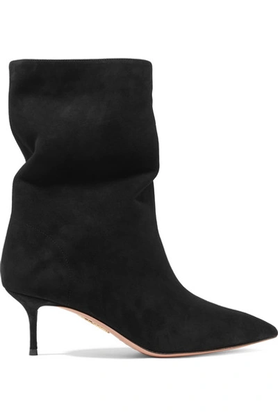 Shop Aquazzura Very Boogie 60 Suede Ankle Boots In Black